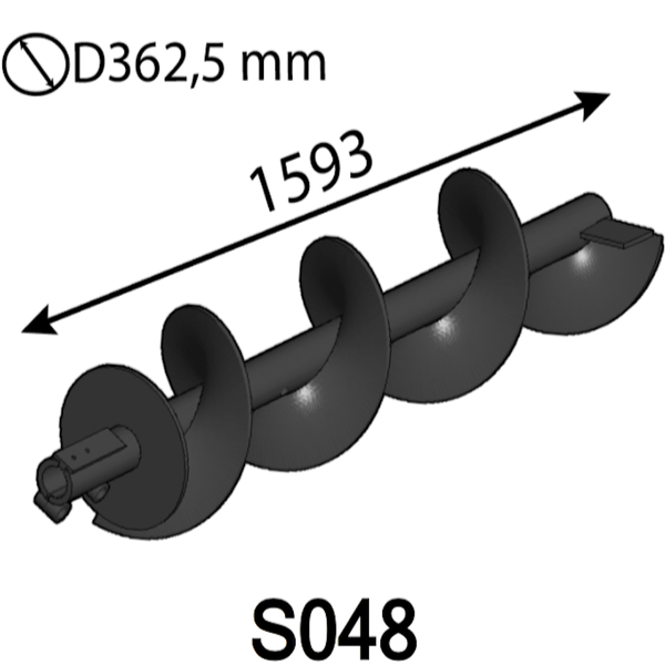 1593 mm Špirálový hriadeľ (vľavo) D362,5 mm pre Albach Silvator