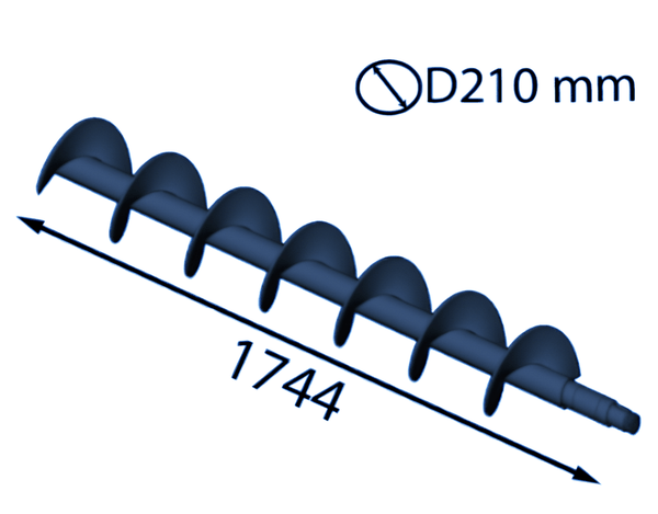 1744x210 mm Veľký špirálový hriadeľ (pre ľavákov) pre Eschlböck ®